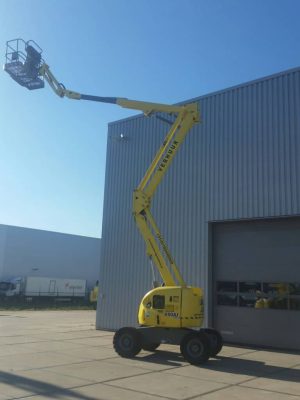 An aerial lift when working outdoors.