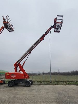 An aerial lift on a construction site.